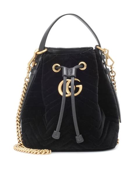 Gucci GG Marmont Velvet Bucket Bag In Black Lyst UK