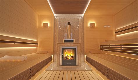 Vicwork Studio Impressive First Class Sauna Interior In Luxury Home Spa