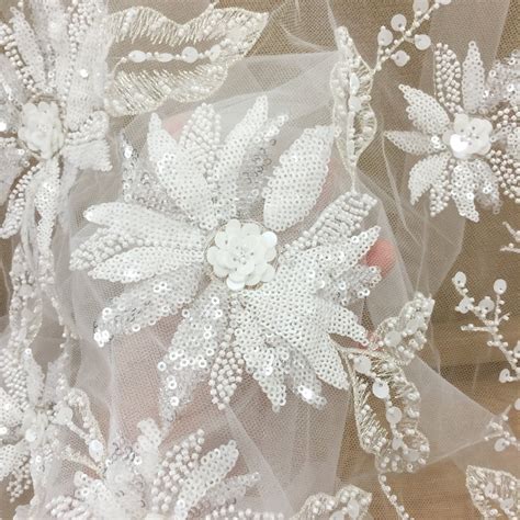 Luxury D Beaded Haute Couture Fabric Lace By Yard Bridal Etsy