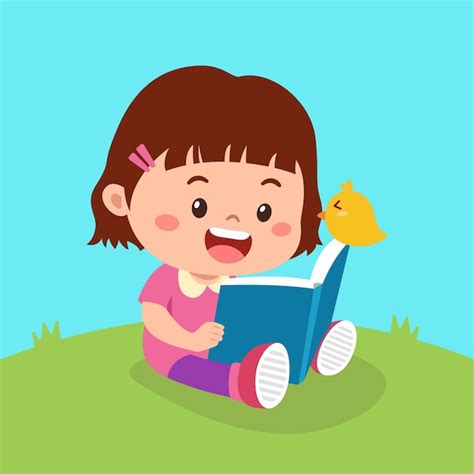 Ni O Lindo Leyendo Un Libro Ilustraci N Vectorial Vector Premium