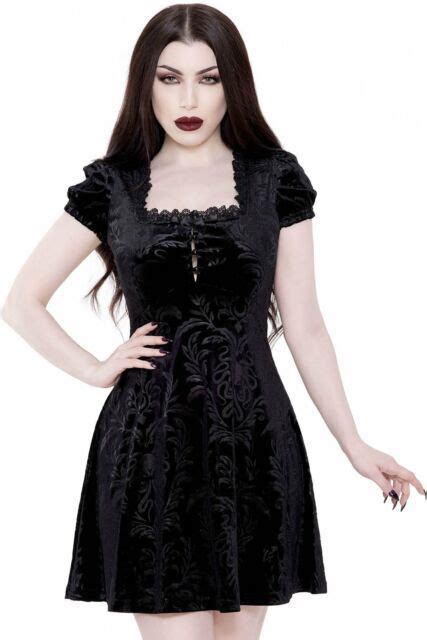 Killstar Kadabra Skater Dress Velvet Cthulhu Moon Black Gothic Black Xl