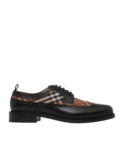 Mens Burberry Black Leather Vintage Check Derby Shoes Harrods Us