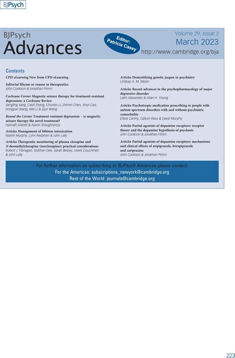 Bjp Volume 222 Issue 5 Cover And Back Matter The British Journal Of Psychiatry Cambridge Core