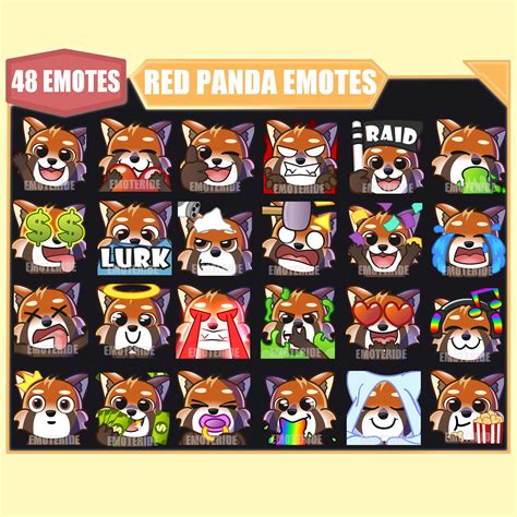 Red Panda Emote Bundle For Twitch Youtube Emotes Discord Emotes