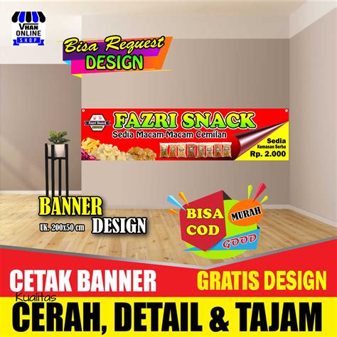 Spanduk Banner Jualan Snack Makanan Ringan Cemilan Keren Lazada