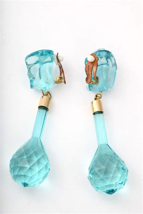 Aqua Lucite Dangle Earrings For Sale At 1stdibs