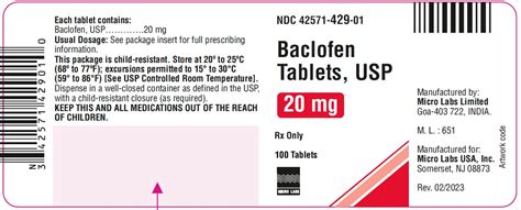 Baclofen Tablets Usp Rx Only