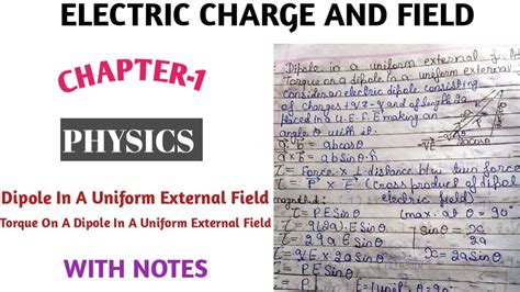 Torque On A Dipole In A Uniform External Field 😊 Class 12 💯physics📕