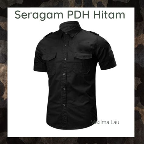 Jual Kemeja Pdh Hitam Polos Seragam Lengan Pendek S M L Xl Xxl Xxxl L