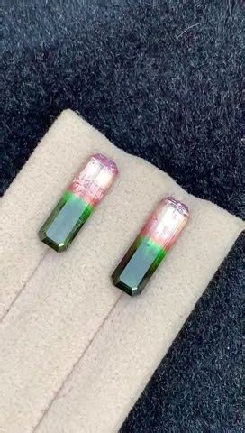 6 50ct Natutal Tri Color Faceted Long Cut Watermelon Tourmaline