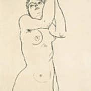 Standing Nude With Raised Arms Drawing By Egon Schiele Fine Art America