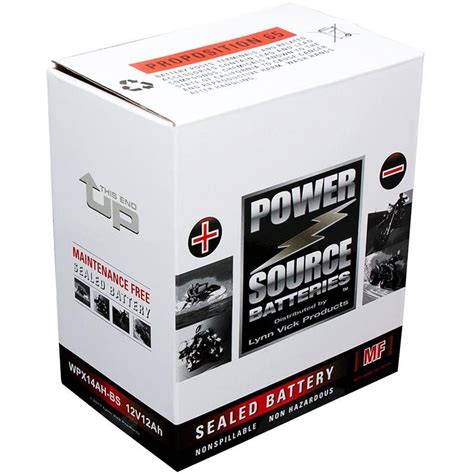 Power Source WPX14AH BS Sealed AGM 210cca Motorcycle Battery