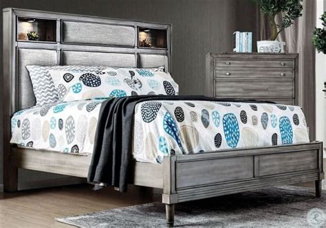 Daphne Gray Upholstered Platform Bedroom Set From Furniture Of America Coleman Furniture