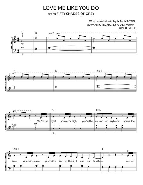 Love Me Like You Do Ellie Goulding Sheet Music For Piano Solo Easy