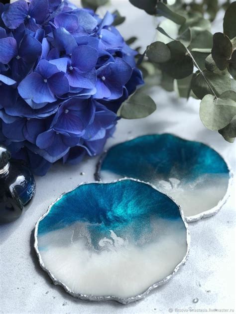 Подстаканники / костеры из эпоксидной смолы: Blue pearl – купить онлайн ...