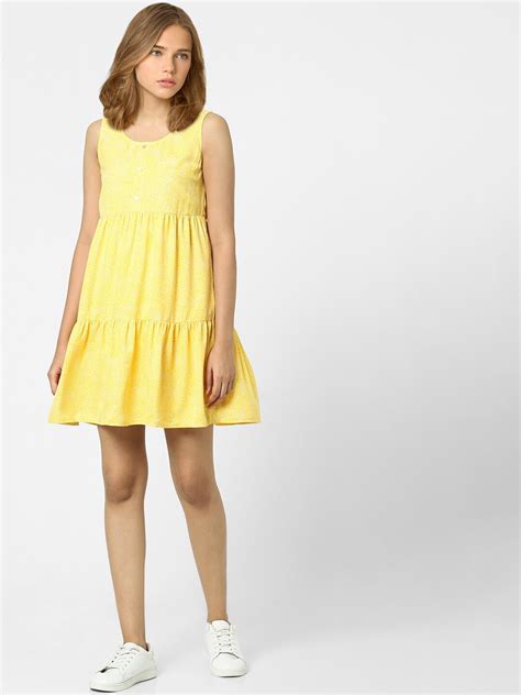 Buy Only Yellow And White Dress Dresses For Women 18096638 Myntra