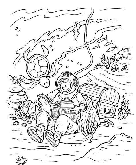 Hombre Buceo Para Colorear Imprimir E Dibujar ColoringOnly