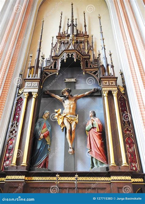 Jesus Christ On Wooden Cross In Church Lithuania Stock Image Image