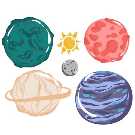 Conjunto De Dibujos Animados Vectoriales De Planetas Alienígenas De La Interfaz De Usuario Del