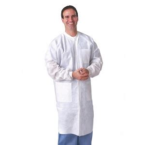 Medline Disposable Knit Cuff Knit Collar Multilayer Lab Coats