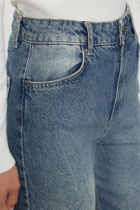 Trendyol Collection Blaue Vintage Jeans Mit Hoher Taille Und Weitem