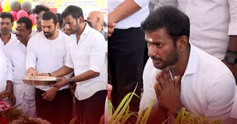 Vishal Pays Homage To Captain Vijayakanth நடிகர் சங்க கட்டிடத்துக்கு