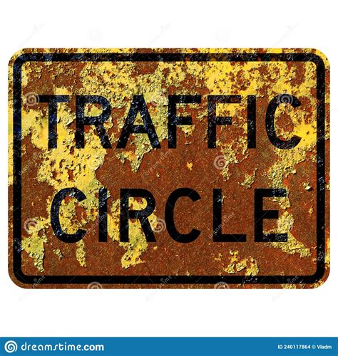 Old Rusty American Road Sign Traffic Circle Stock Illustration