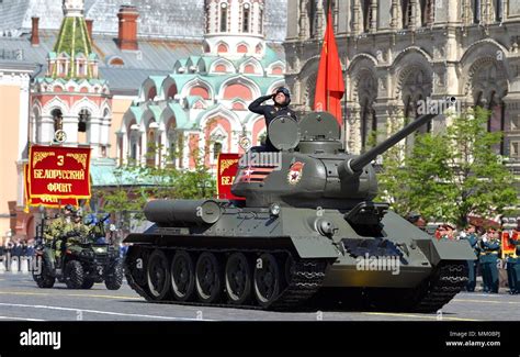 Moscow Russia 9th May 2018 An Restored World War Ii Era Soviet T 34