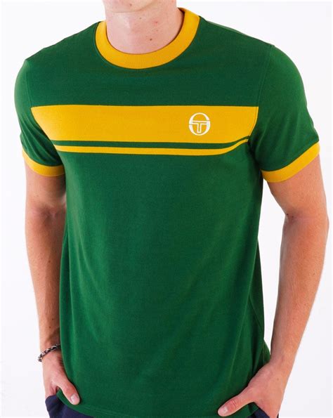 Sergio Tacchini Masters T Shirt Dark Green Gold 80s Casual Classics