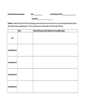 Fillable Online Pacweb Alamo Student Self And Peer Assessment Date