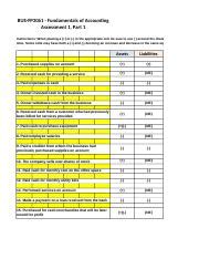 BUS FP3061 SchaarTabatha Assessment1 1 Xlsx BUS FP3061 Fundamentals
