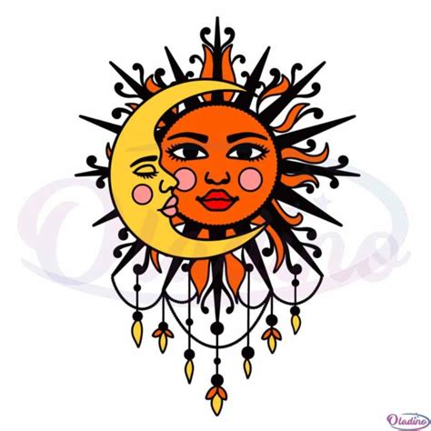 Celestial Sun And Moon Face Svg For Cricut Sublimation Files Oladino