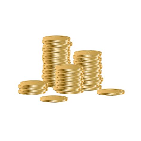 Golden Coins Stack Realistic Coin Money Pile Increase Pay Interest