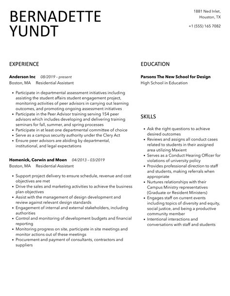 Residential Assistant Resume Samples Velvet Jobs