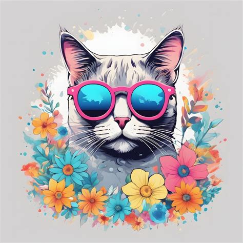 Premium Photo Cat Tshirt Design Graphic