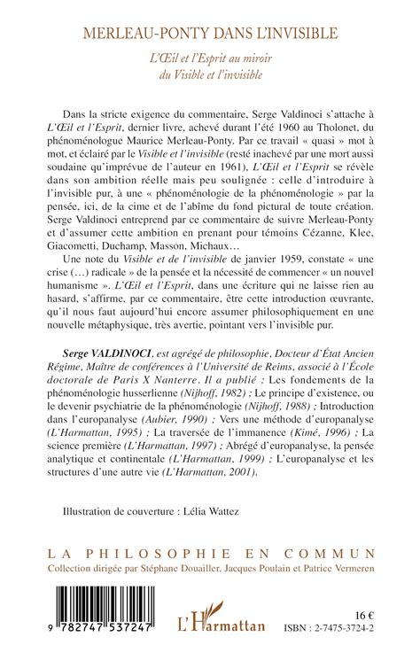 MERLEAU PONTY DANS L INVISIBLE L Oeil Et L Esprit Au Miroir Du