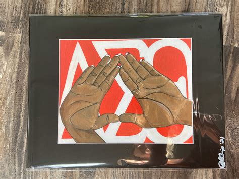 Delta Sigma Theta Hand Sign Print Red And White Sorority Art Etsy