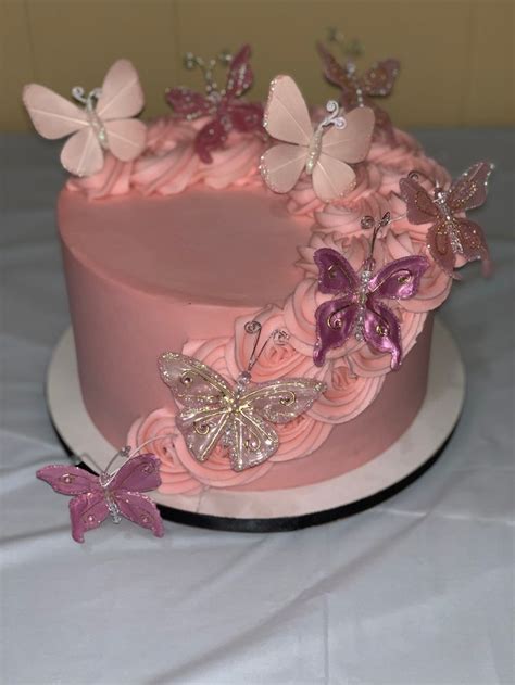 Pretty In Pink With Butterflies Cake Birthday Cake With Flowers Pink