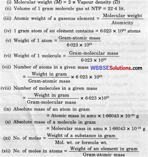 Wbbse Class 9 Physical Science Solutions Chapter 4 2 Mole Concept Wbbse Solutions