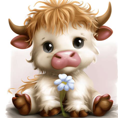 Adorable Cute Happy Baby Scottish Highland Cow Creative Fabrica