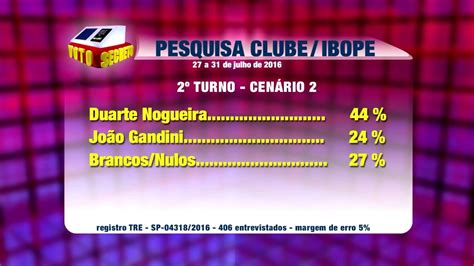 Pesquisa Clube Ibope Simula Cen Rio Para Poss Vel Turno Jornal Da