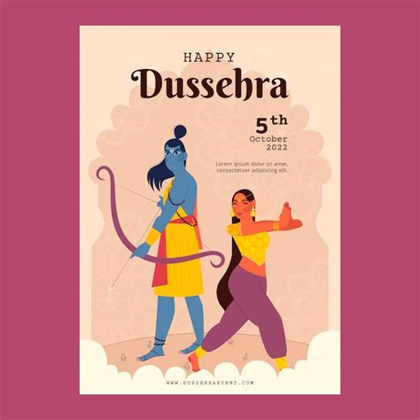 Modelo De Cartaz Vertical Plano Dussehra Vetor Gr Tis