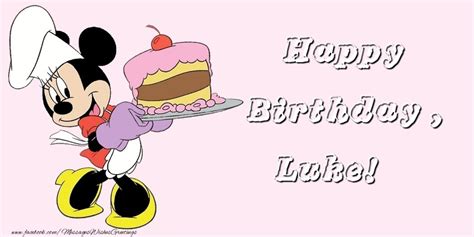 Happy Birthday Luke Bear And Cake Greetings Cards For Kids For Luke