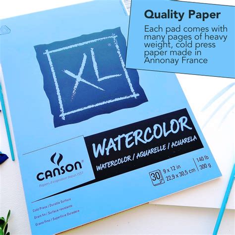 Canson Xl Series Watercolor Paper Pad Foldover Binding 140lb 300g 30 Sheet 9 X 12