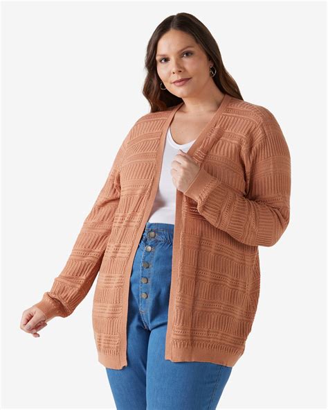 Riachuelo Cardigan Plus Size Feminino Alongado Tricot Rosa AK By