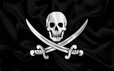 Bandeira de pirata 4k bandeira preta pirata sinal crânio e sabres