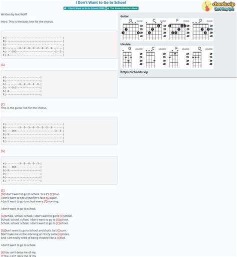 Chord I Don T Want To Go To School The Naked Brothers Band Tab