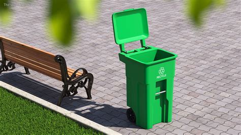 Green Plastic Wheeled Recycling Trash Can 3D Model - TurboSquid 2143074