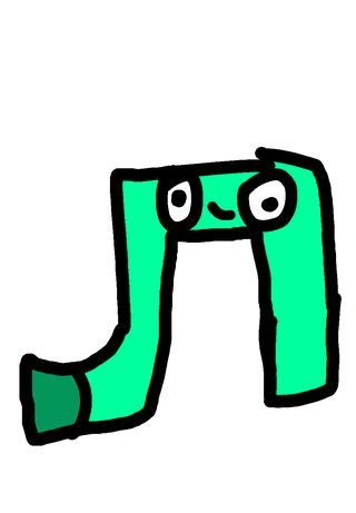 a drawing of the letter j with eyes