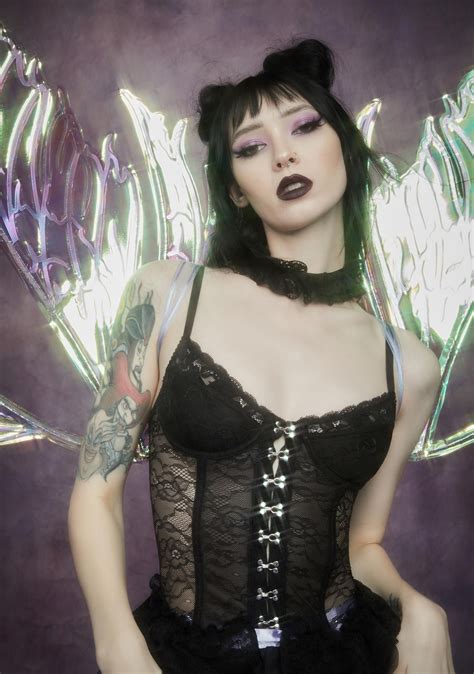 Widow Fairy Lace Corset With Choker Black Dolls Kill Victorian